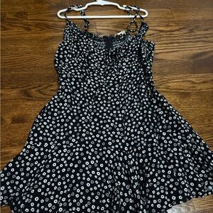 Floral Black and White Women's Dress
